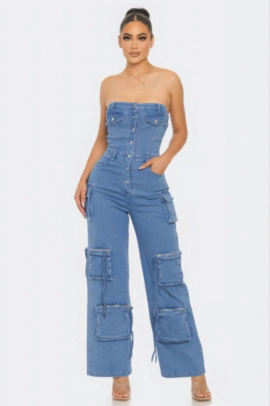 Stretch Denim Jumpsuit - ShopEasier