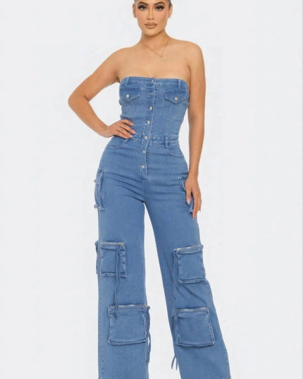 Stretch Denim Jumpsuit - ShopEasier