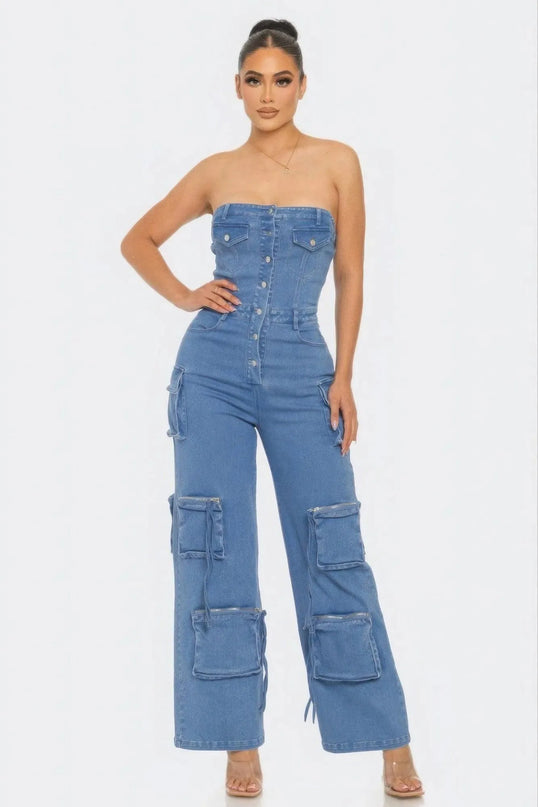 Stretch Denim Jumpsuit - ShopEasier