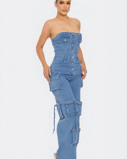 Stretch Denim Jumpsuit - ShopEasier