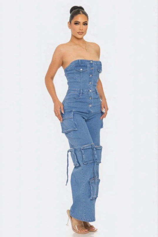 Stretch Denim Jumpsuit - ShopEasier