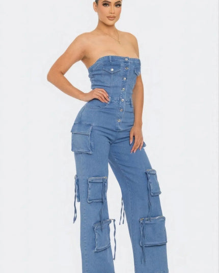 Stretch Denim Jumpsuit - ShopEasier