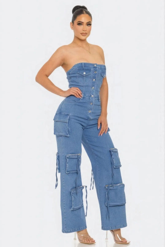 Stretch Denim Jumpsuit - ShopEasier