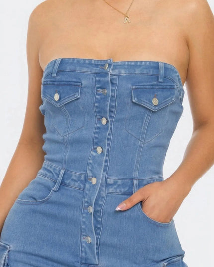 Stretch Denim Jumpsuit - ShopEasier