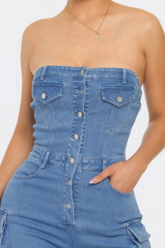 Stretch Denim Jumpsuit - ShopEasier