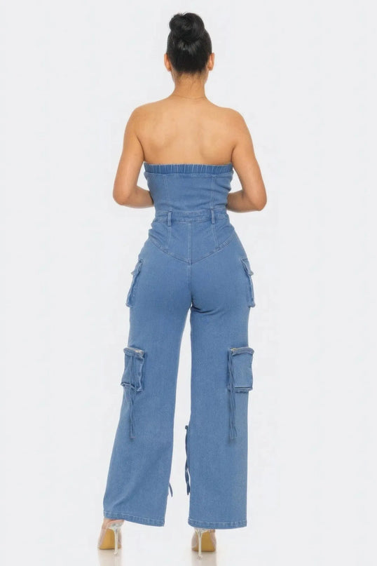 Stretch Denim Jumpsuit - ShopEasier