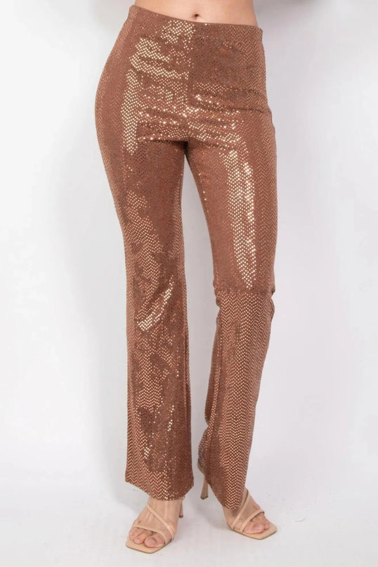 Sequined Fit & Flare Midrise Pants - ShopEasier