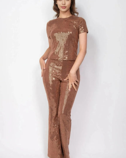 Sequined Fit & Flare Midrise Pants - ShopEasier