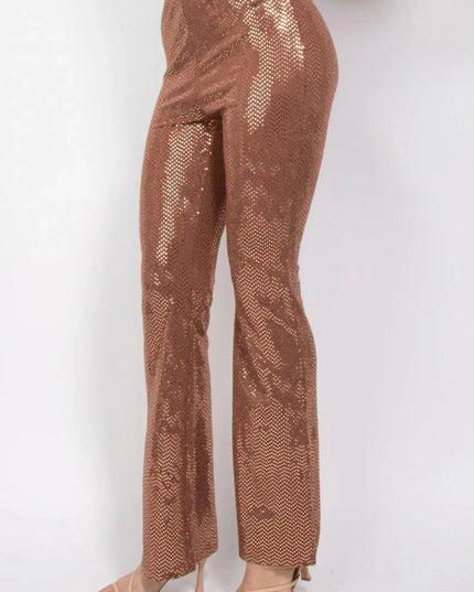 Sequined Fit & Flare Midrise Pants - ShopEasier