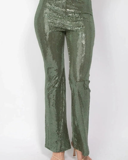 Sequined Fit & Flare Midrise Pants - ShopEasier