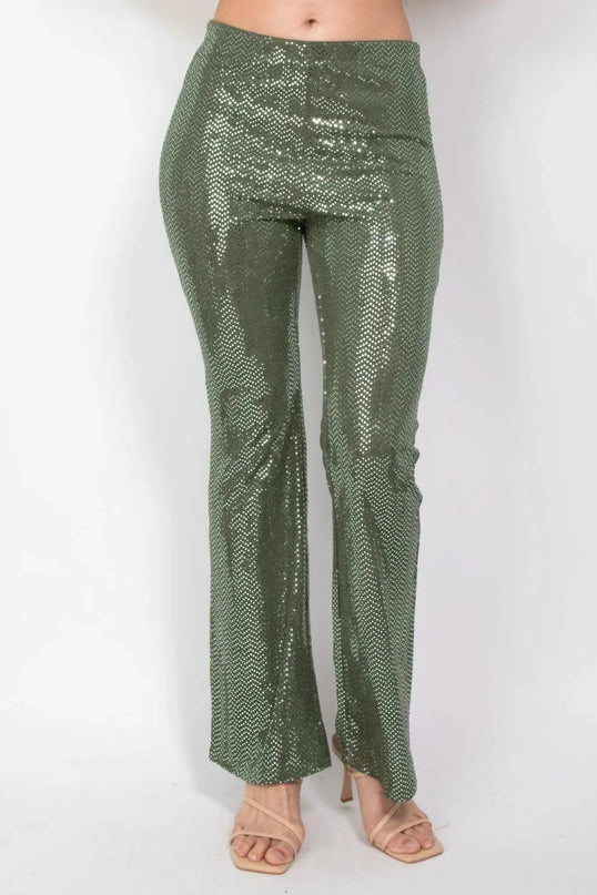 Sequined Fit & Flare Midrise Pants - ShopEasier