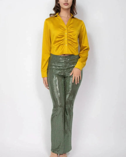 Sequined Fit & Flare Midrise Pants - ShopEasier