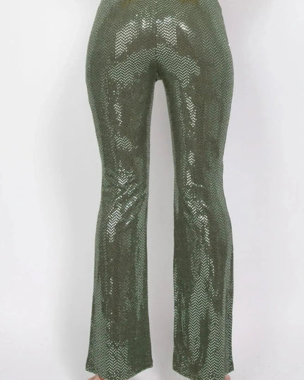 Sequined Fit & Flare Midrise Pants - ShopEasier