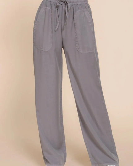 Elastic Waist Tencel Long Pants - ShopEasier