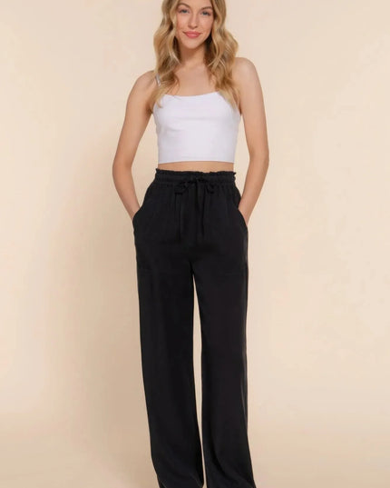 Elastic Waist Tencel Long Pants - ShopEasier