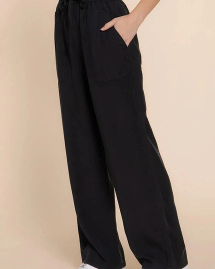 Elastic Waist Tencel Long Pants - ShopEasier