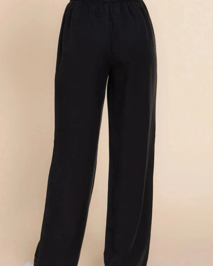 Elastic Waist Tencel Long Pants - ShopEasier