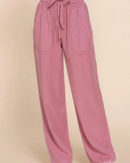 Elastic Waist Tencel Long Pants - ShopEasier