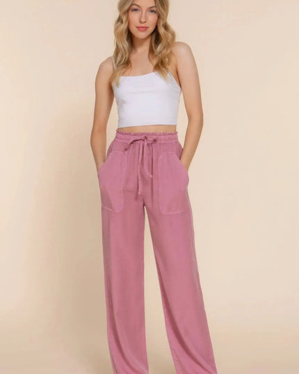 Elastic Waist Tencel Long Pants - ShopEasier