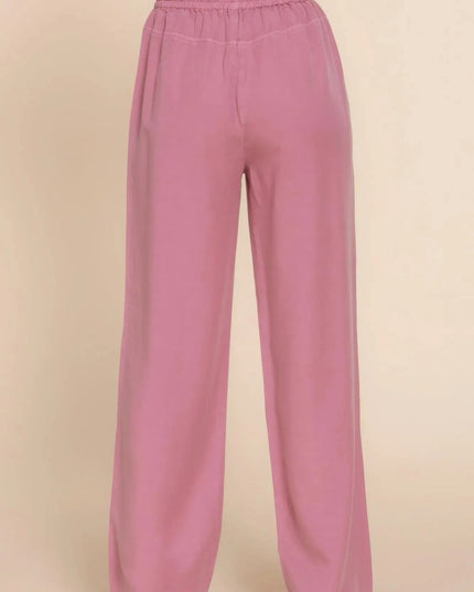 Elastic Waist Tencel Long Pants - ShopEasier