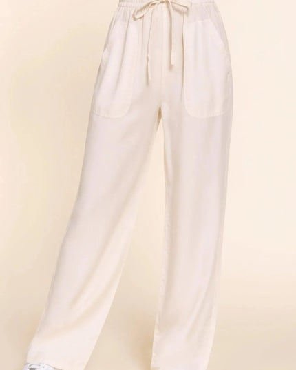 Elastic Waist Tencel Long Pants - ShopEasier