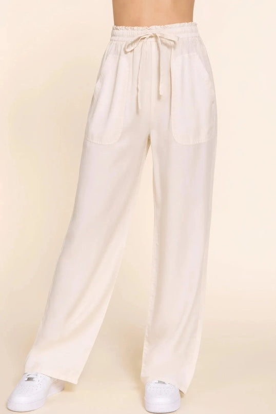 Elastic Waist Tencel Long Pants - ShopEasier