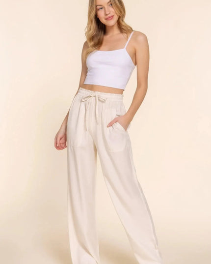 Elastic Waist Tencel Long Pants - ShopEasier