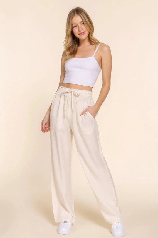 Elastic Waist Tencel Long Pants - ShopEasier