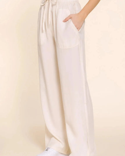 Elastic Waist Tencel Long Pants - ShopEasier