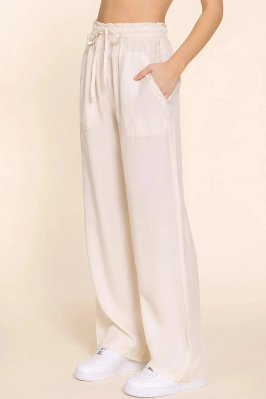 Elastic Waist Tencel Long Pants - ShopEasier