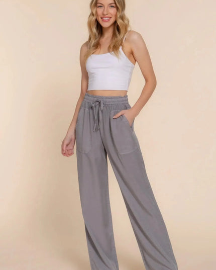 Elastic Waist Tencel Long Pants - ShopEasier