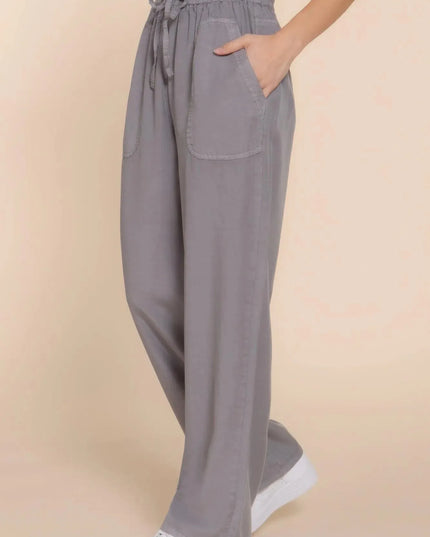 Elastic Waist Tencel Long Pants - ShopEasier