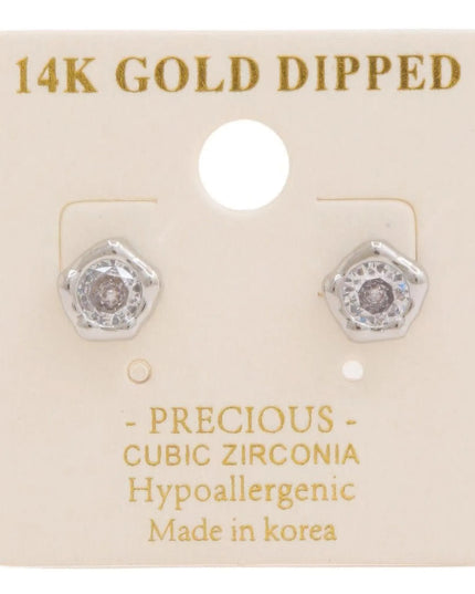 14k Gold Dipped Cz Stone Stud Earring - ShopEasier