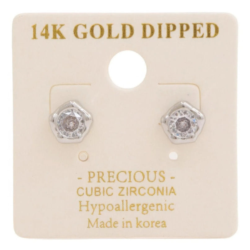 14k Gold Dipped Cz Stone Stud Earring - ShopEasier