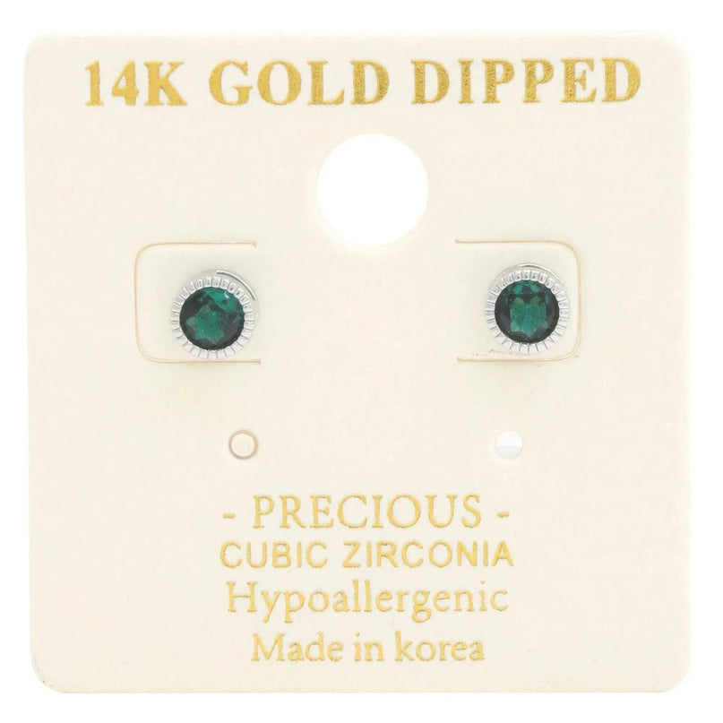 14k Gold Dipped Cz Round Earring - ShopEasier