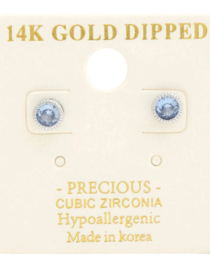 14k Gold Dipped Cz Round Earring - ShopEasier