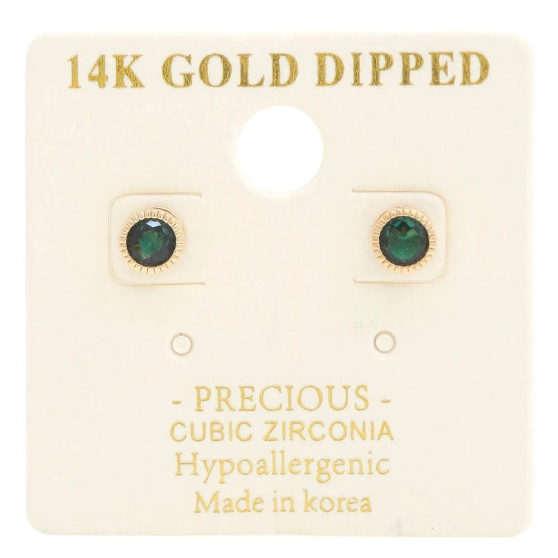 14k Gold Dipped Cz Round Earring - ShopEasier