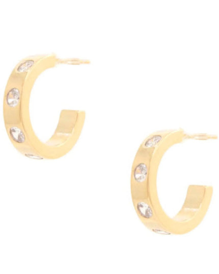 14k Rhinestone Hoop Gold Dipped Earring - ShopEasier