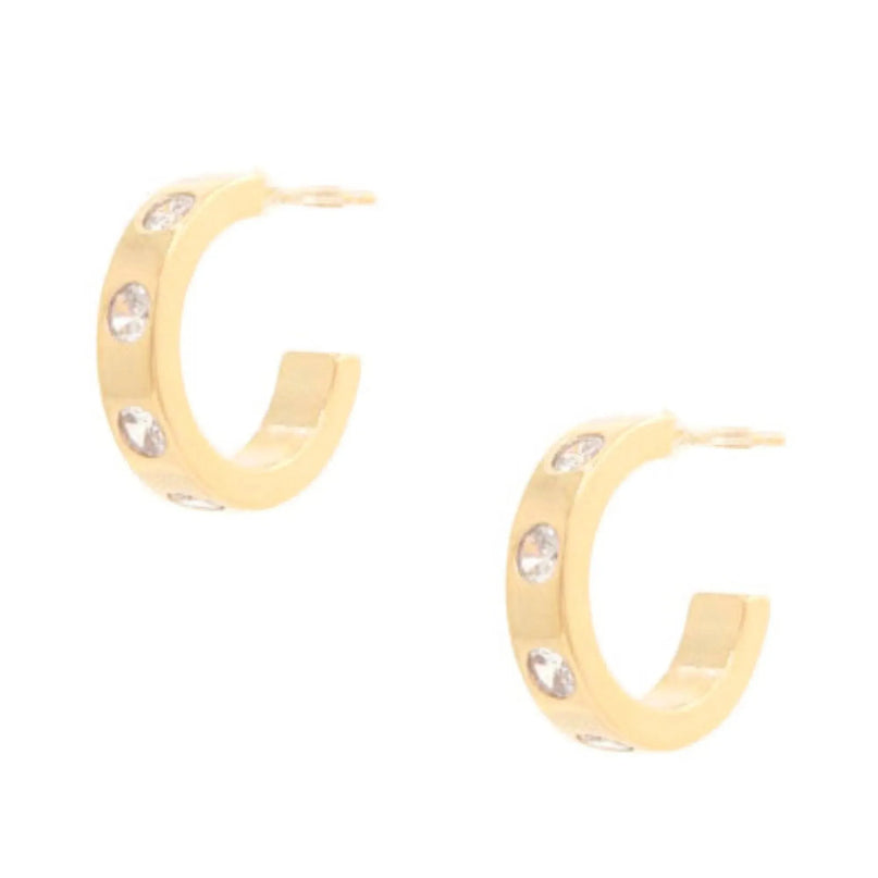 14k Rhinestone Hoop Gold Dipped Earring - ShopEasier