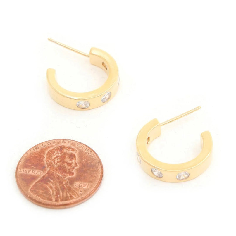 14k Rhinestone Hoop Gold Dipped Earring - ShopEasier