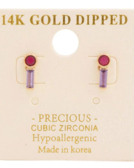 14k Gold Dipped Cz Stone Stud Earring - ShopEasier