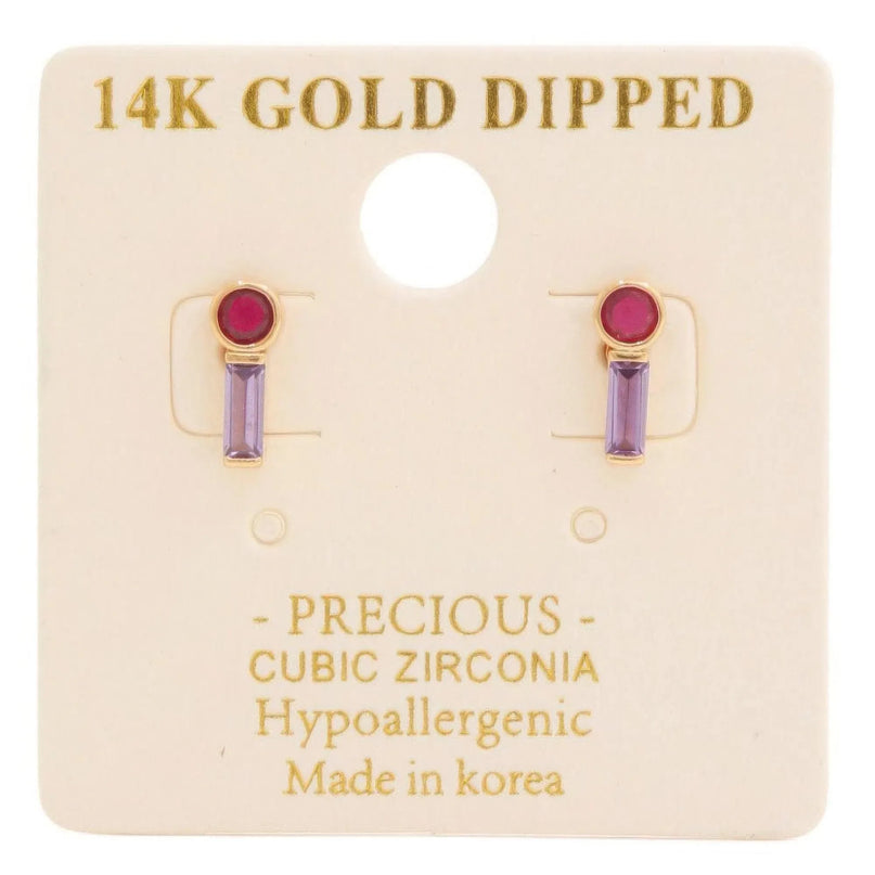 14k Gold Dipped Cz Stone Stud Earring - ShopEasier