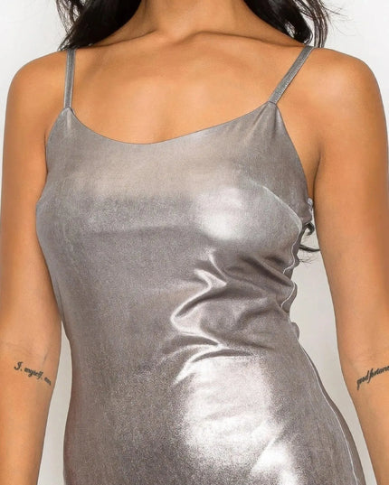 Scoop neck foil mini dress - ShopEasier