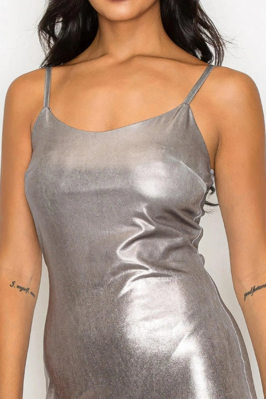 Scoop neck foil mini dress - ShopEasier