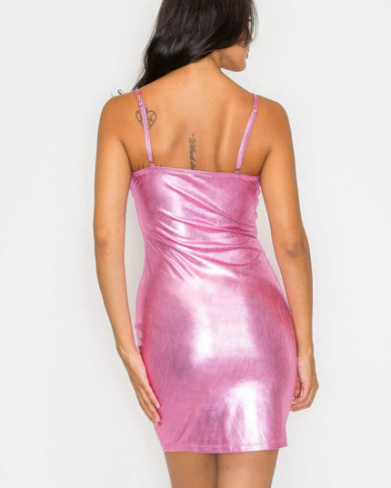 Scoop neck foil mini dress - ShopEasier