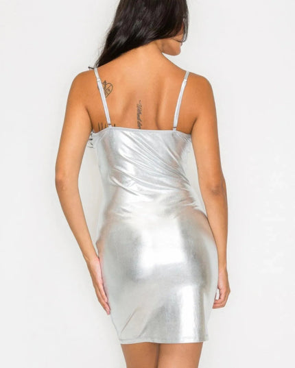 Scoop neck foil mini dress - ShopEasier