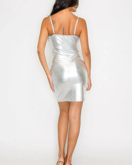 Scoop neck foil mini dress - ShopEasier