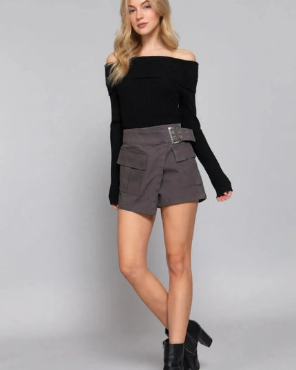 Waist Belted Cargo Skort - ShopEasier