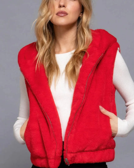 Hoodie Faux Fur Vest - ShopEasier