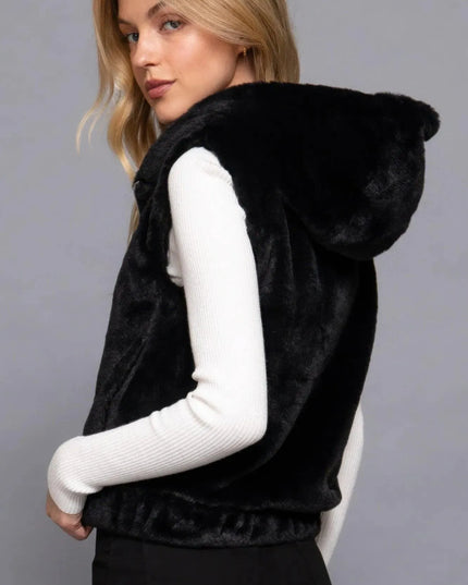 Hoodie Faux Fur Vest - ShopEasier